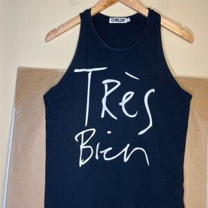 CHRLDR Black Tank with White Script